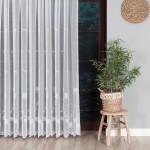 Firanka haftowana ze wzorem pasowym, wysokość 280 cm, kolor biały