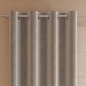 Zasłona gotowa na przelotkach, 140 x 250 cm, kolor szaro-beżowy