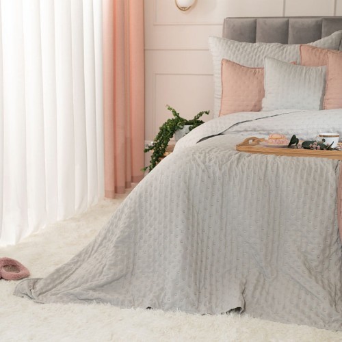 NULES Narzuta dekoracyjna, 170x210 cm, kolor jasny szary