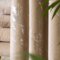 MARMA Zasłona gotowa na przelotkach, 140 cm x 250 cm, kolor ciemny beżowy ze srebrnym nadrukiem