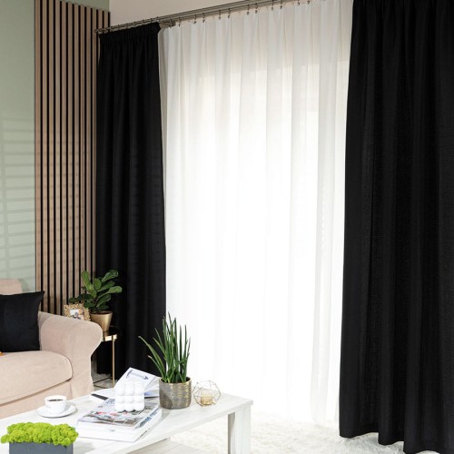 JODEŁKA Zasłona gotowa na taśmie, 140 cm x 250 cm, kolor  czarny