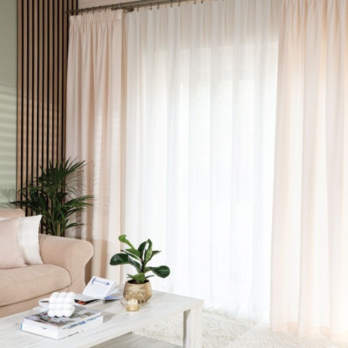 JODEŁKA Zasłona gotowa na taśmie, 140 cm x 250 cm, kolor kremowy