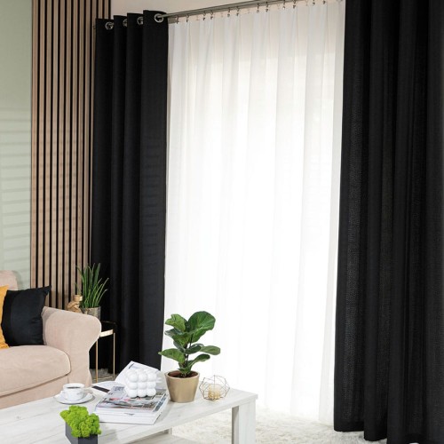 JODEŁKA Zasłona gotowa na przelotkach, 140 cm x 250 cm, kolor czarny