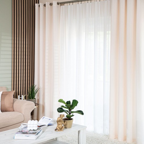 JODEŁKA Zasłona gotowa na przelotkach, 140 cm x 250 cm, kolor kremowy