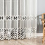 Firana gotowa z aplikacją gipiurową - szyta na wymiar M04 kremowa