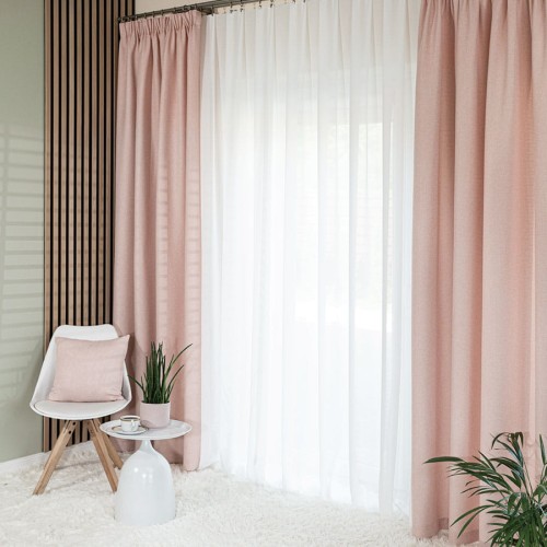 MOLLY Zasłona gotowa na taśmie, 140 x 250 cm, kolor pudrowy róż