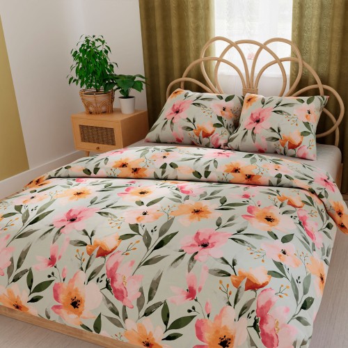 FLORALIS Komplet pościeli z bawełny satynowej 160x200 cm