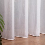 Firana premium ze złotymi pionowymi paskami - biała - szyta na wymiar z taśmą