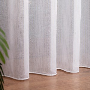 Firana premium ze złotymi pionowymi paskami - biała - szyta na wymiar z taśmą