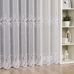 Firana gotowa z aplikacją gipiurową - szyta na wymiar M11 biała