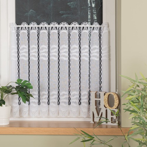 Zazdrostka haftowana panelowa na batyście, wysokość 60 cm, kolor biały