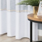 Firana premium ze złotym pasem  - biała - szyta na wymiar z taśmą