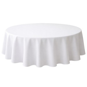 Obrus plamoodporny okrągły - SZYTY NA WYMIAR - Biały Gładki Premium